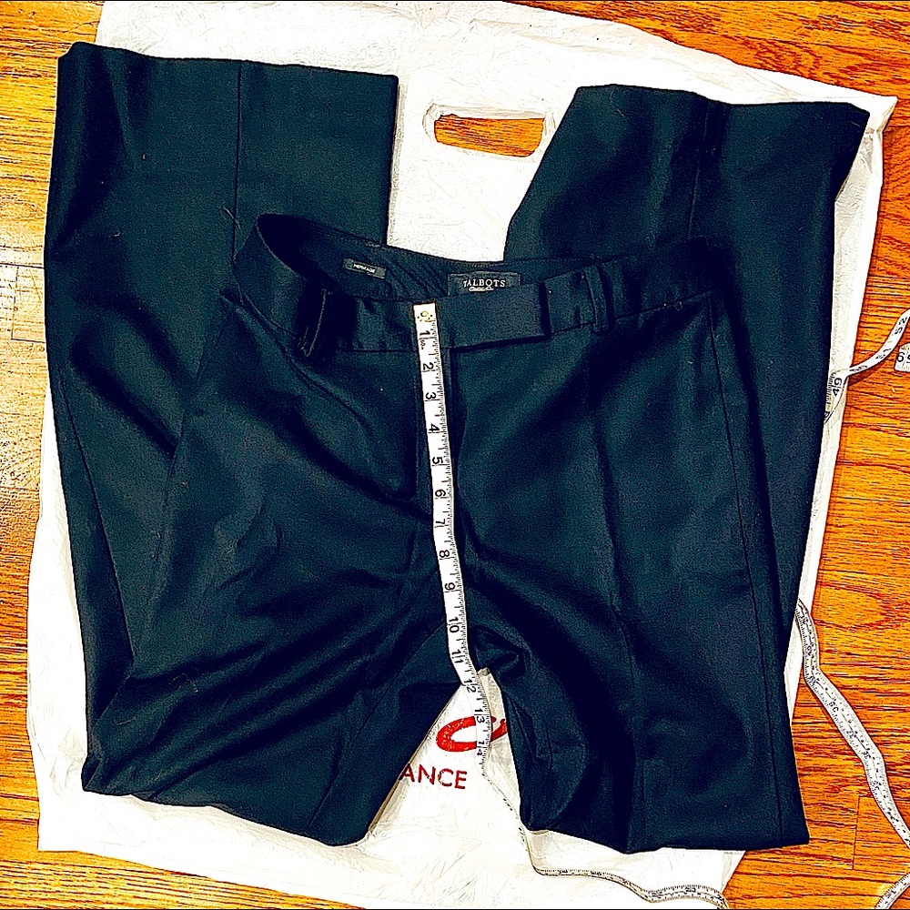 ✅ Y2K HIGH Waisted WIDE Leg Tailored Black 99% Wool Pants Talbots 4